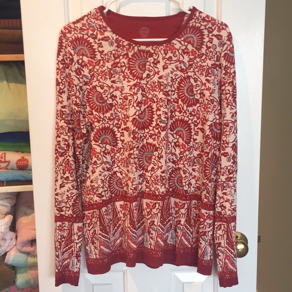 Tory Burch long sleeve patterned t shirt size L